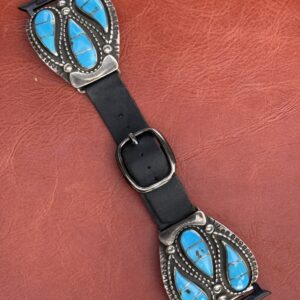 Vintage Sterling Silver Inlaid with Turquoise Stones Watch Band